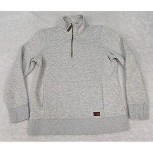 LL Bean Sweatshirt Women's S Gray 1/4 Zip Pullover Quilted Pockets Hiking 502745